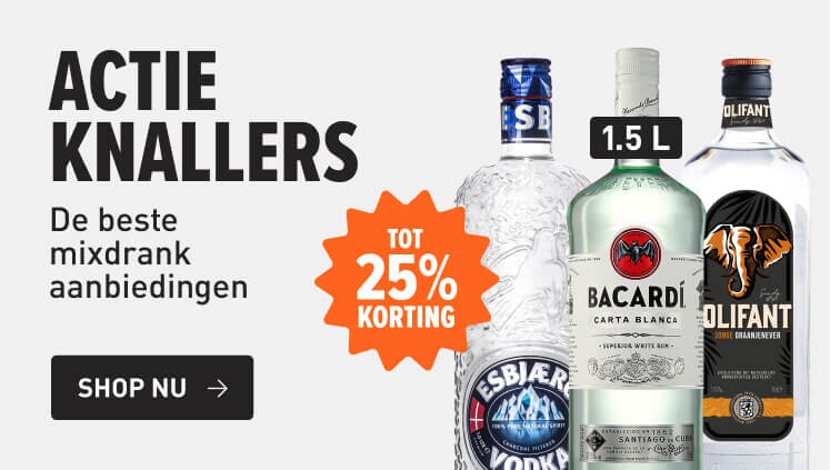 Actieknallers: sterke dranken met korting tot 25%